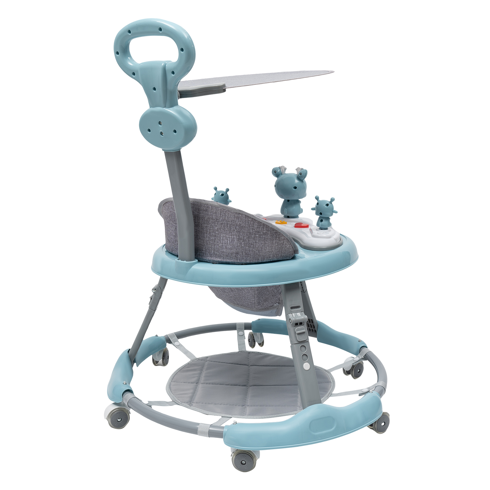 Baby Walker with Push Bar and Music Playing Station, PVC Silent Wheels, Anti-Slip Function (Blue) Baby Walker with Push Bar and Music Playing Station, PVC Silent Wheels, Anti-Slip Function (Blue)