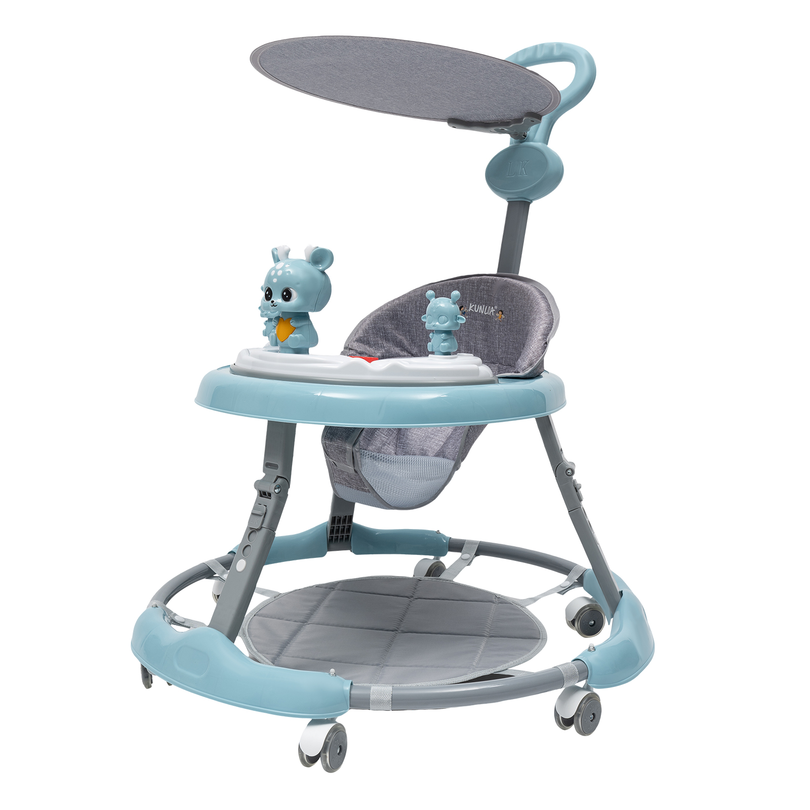 Baby Walker with Push Bar and Music Playing Station, PVC Silent Wheels, Anti-Slip Function (Blue) Baby Walker with Push Bar and Music Playing Station, PVC Silent Wheels, Anti-Slip Function (Blue)