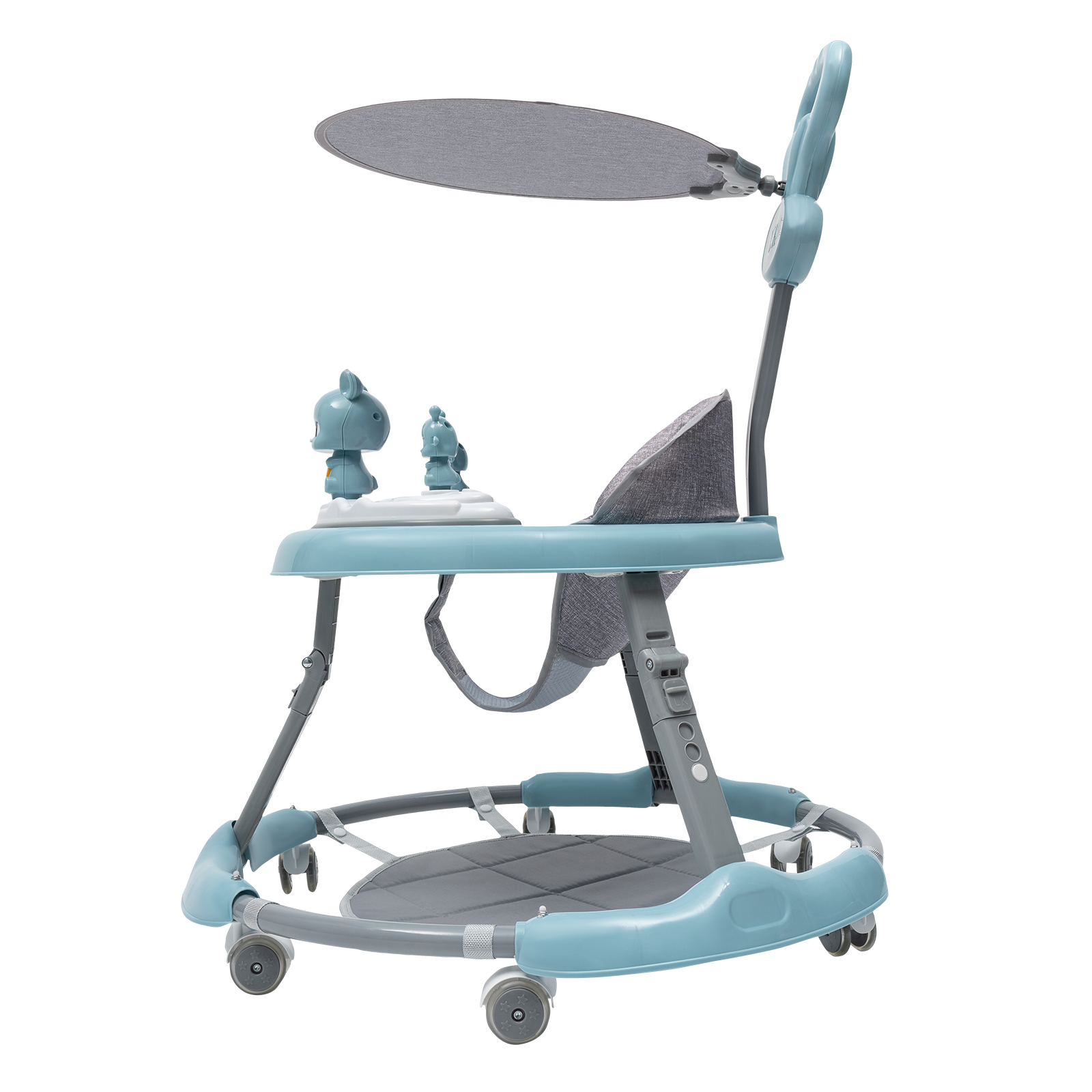 Baby Walker with Push Bar and Music Playing Station, PVC Silent Wheels, Anti-Slip Function (Blue) Baby Walker with Push Bar and Music Playing Station, PVC Silent Wheels, Anti-Slip Function (Blue)