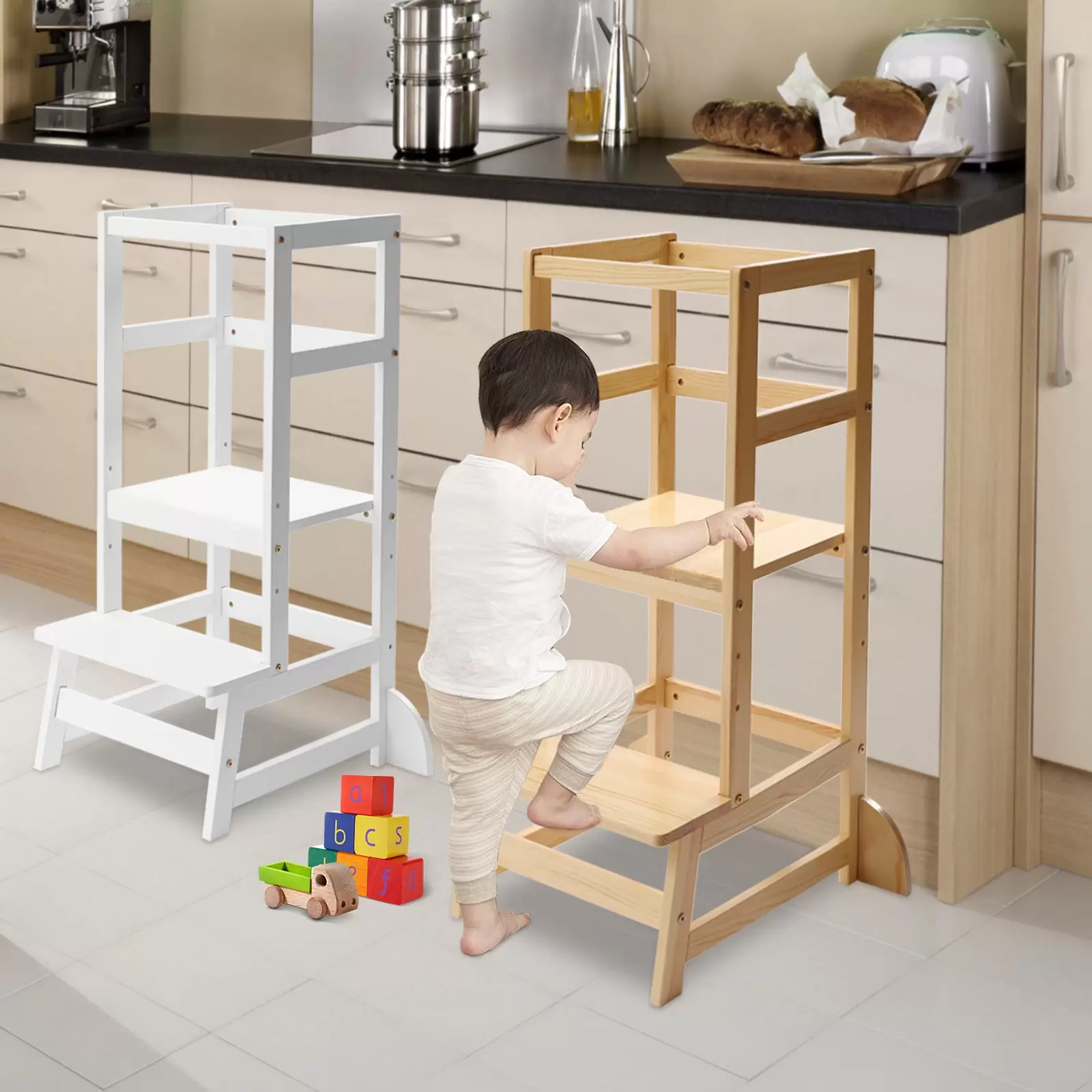 Children's Kitchen Helper - Wooden Learning Tower - For Children - 18 Months - 5 Years Children's Kitchen Helper - Wooden Learning Tower - For Children - 18 Months - 5 Years