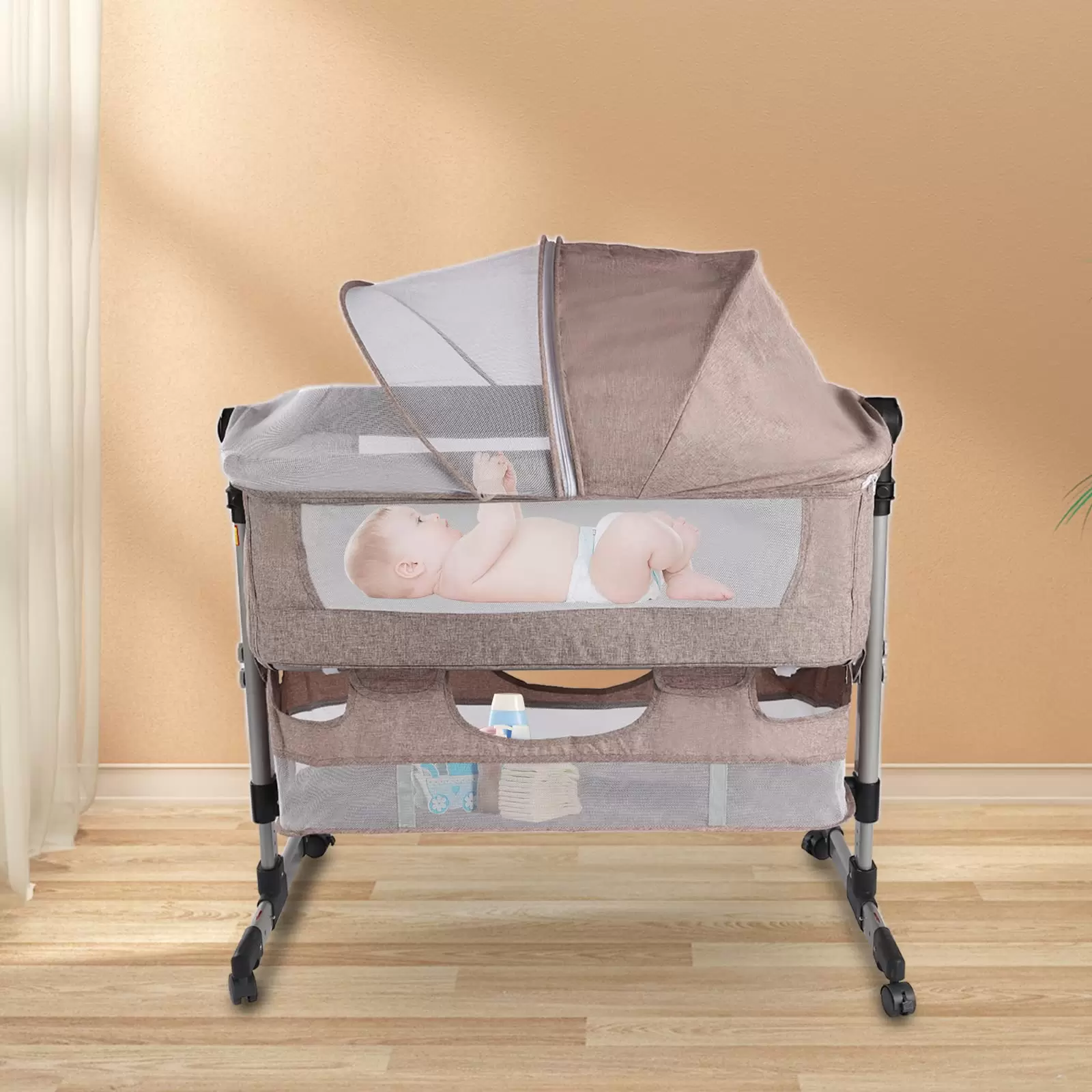 Multifunctional Baby Bed with Mattress and Mosquito Net for Children up to 20 kg Multifunctional Baby Bed with Mattress and Mosquito Net for Children up to 20 kg