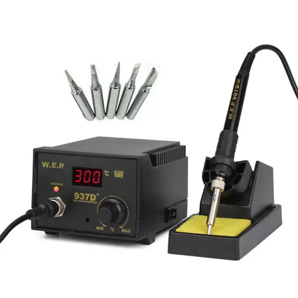 937D+ Rework Soldering Iron Desoldering Soldering Station Welding 60W ESD LED Digital Adjustable Hot Air Soldering Kit