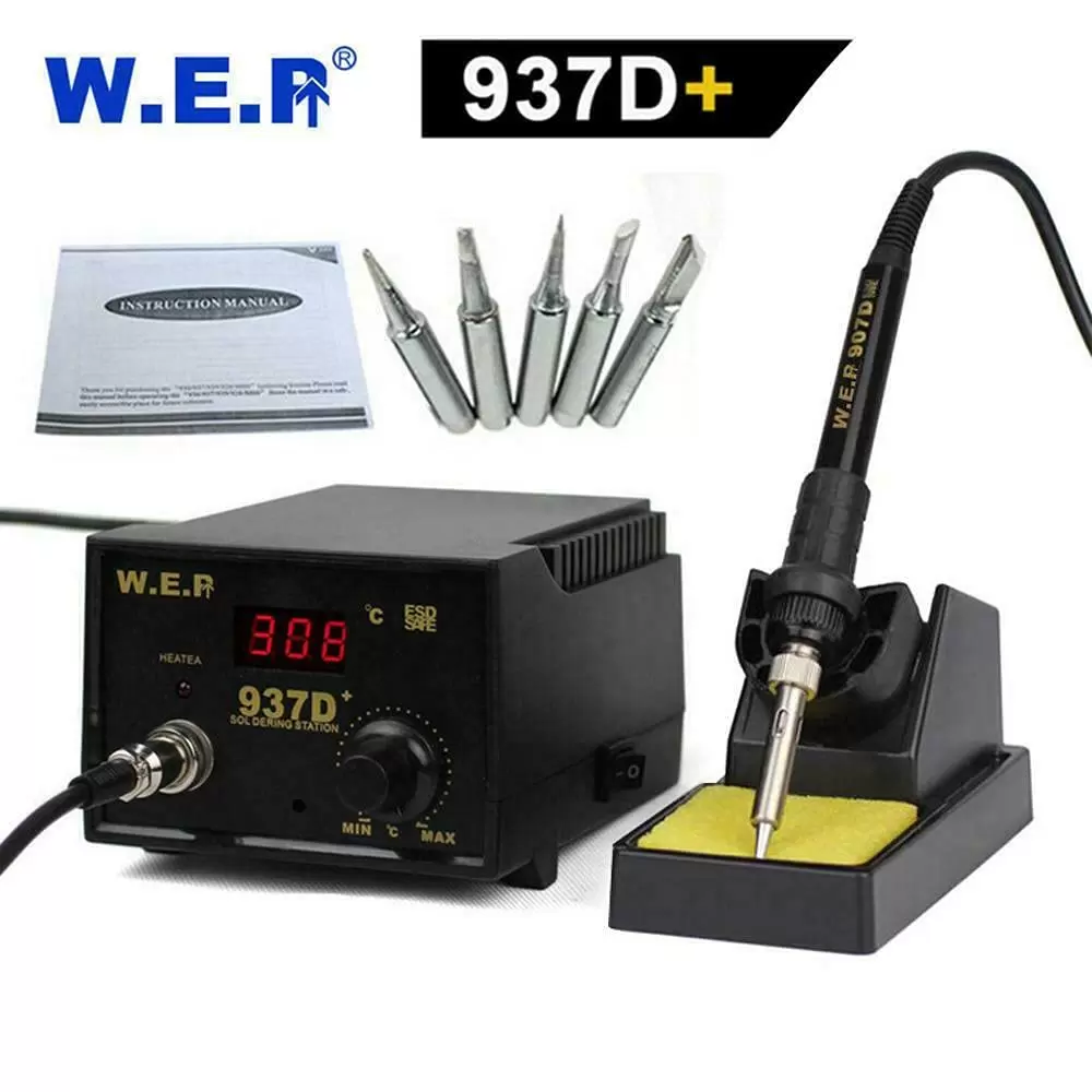937D+ Rework Soldering Iron Desoldering Soldering Station Welding 60W ESD LED Digital Adjustable Hot Air Soldering Kit 937D+ Rework Soldering Iron Desoldering Soldering Station Welding 60W ESD LED Digital Adjustable Hot Air Soldering Kit