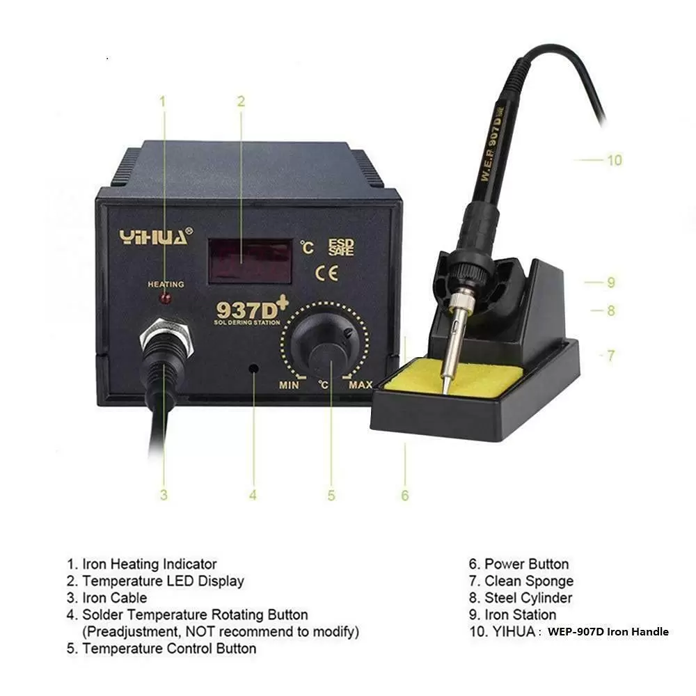 937D+ Rework Soldering Iron Desoldering Soldering Station Welding 60W ESD LED Digital Adjustable Hot Air Soldering Kit 937D+ Rework Soldering Iron Desoldering Soldering Station Welding 60W ESD LED Digital Adjustable Hot Air Soldering Kit