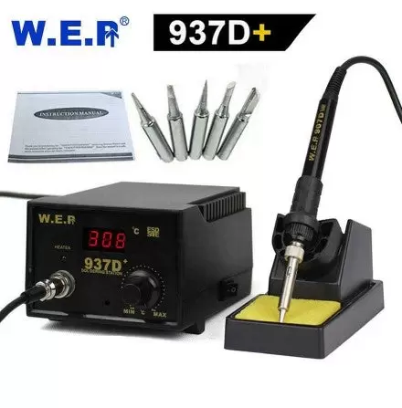 937D+ Rework Soldering Iron Desoldering Soldering Station Welding 60W ESD LED Digital Adjustable Hot Air Soldering Kit