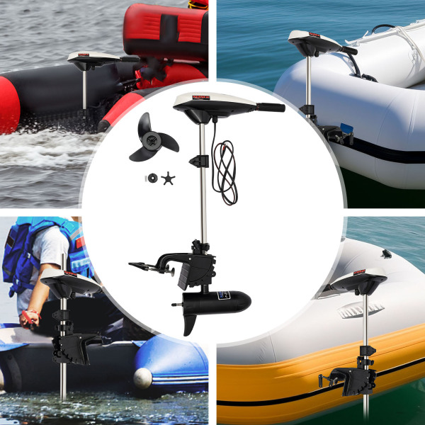600W 12V 65LB Electric Motor Boat Motor Trolling Motor Inflatable Boat Electric Outboard Boat Motor for Kayak Inflatable Boat Fishing Boat