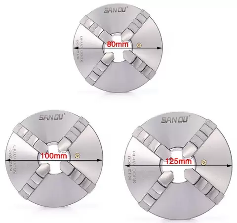 Professional 4-jaw collet chuck, diameter: 100 mm, 4-jaw chuck, for lathe