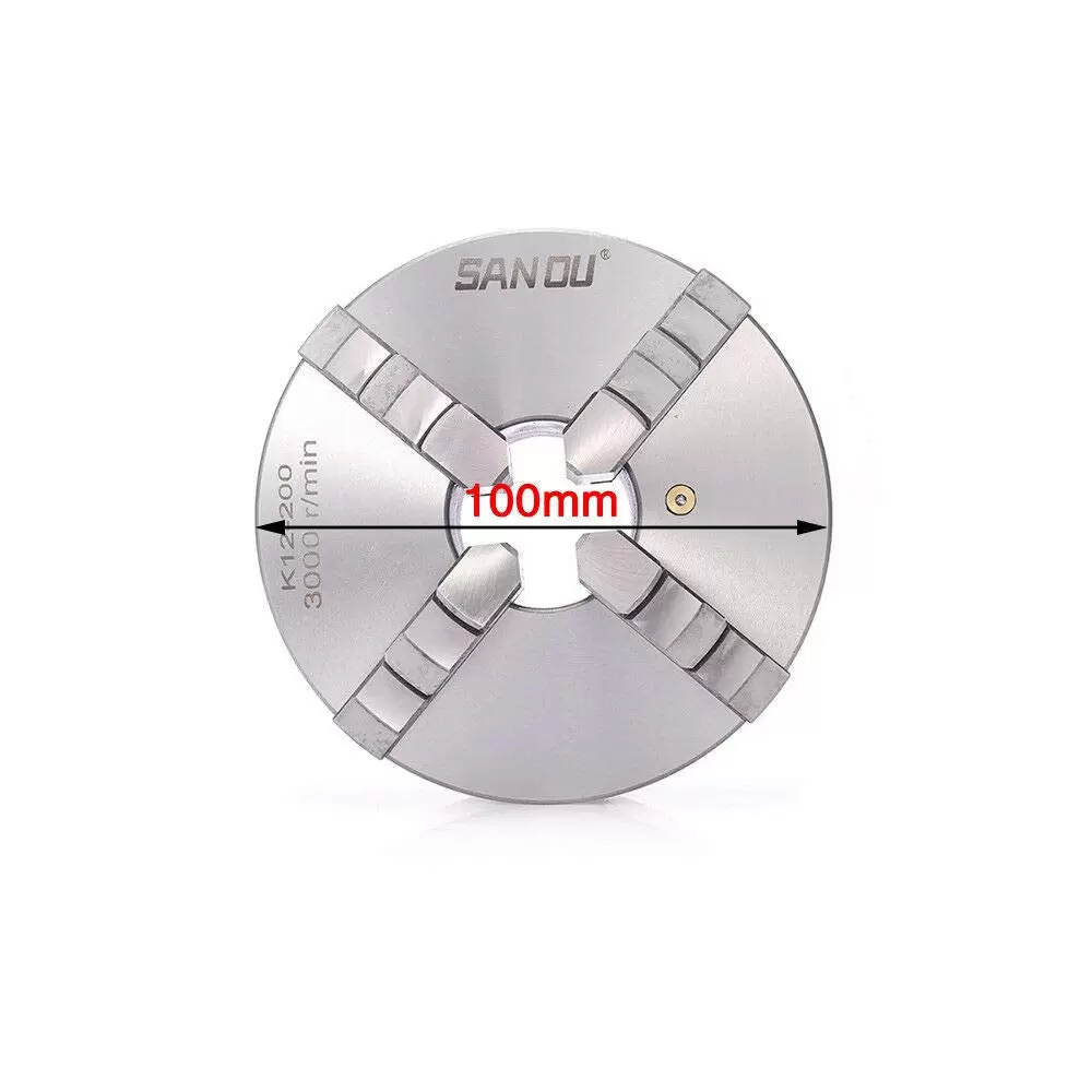 Professional 4-jaw collet chuck, diameter: 100 mm, 4-jaw chuck, for lathe
