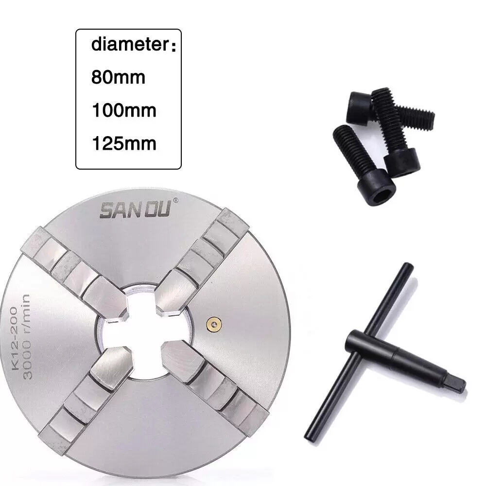 Professional 4-jaw collet chuck, diameter: 100 mm, 4-jaw chuck, for lathe Professional 4-jaw collet chuck, diameter: 100 mm, 4-jaw chuck, for lathe