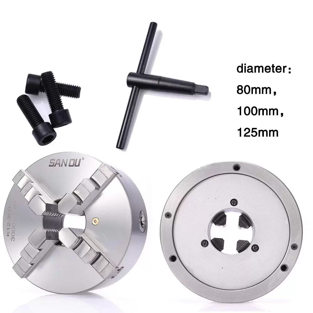Professional 4-jaw collet chuck, diameter: 100 mm, 4-jaw chuck, for lathe Professional 4-jaw collet chuck, diameter: 100 mm, 4-jaw chuck, for lathe