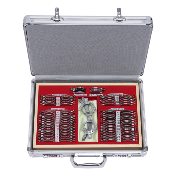 104-piece Professional Test Glass Box Glass Box Measuring Glasses Frame Cross Cylinder Useful For Optometrists Vision Testers 38x27x6cm