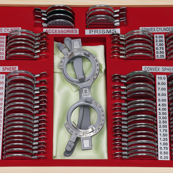 104-piece Professional Test Glass Box Glass Box Measuring Glasses Frame Cross Cylinder Useful For Optometrists Vision Testers 38x27x6cm