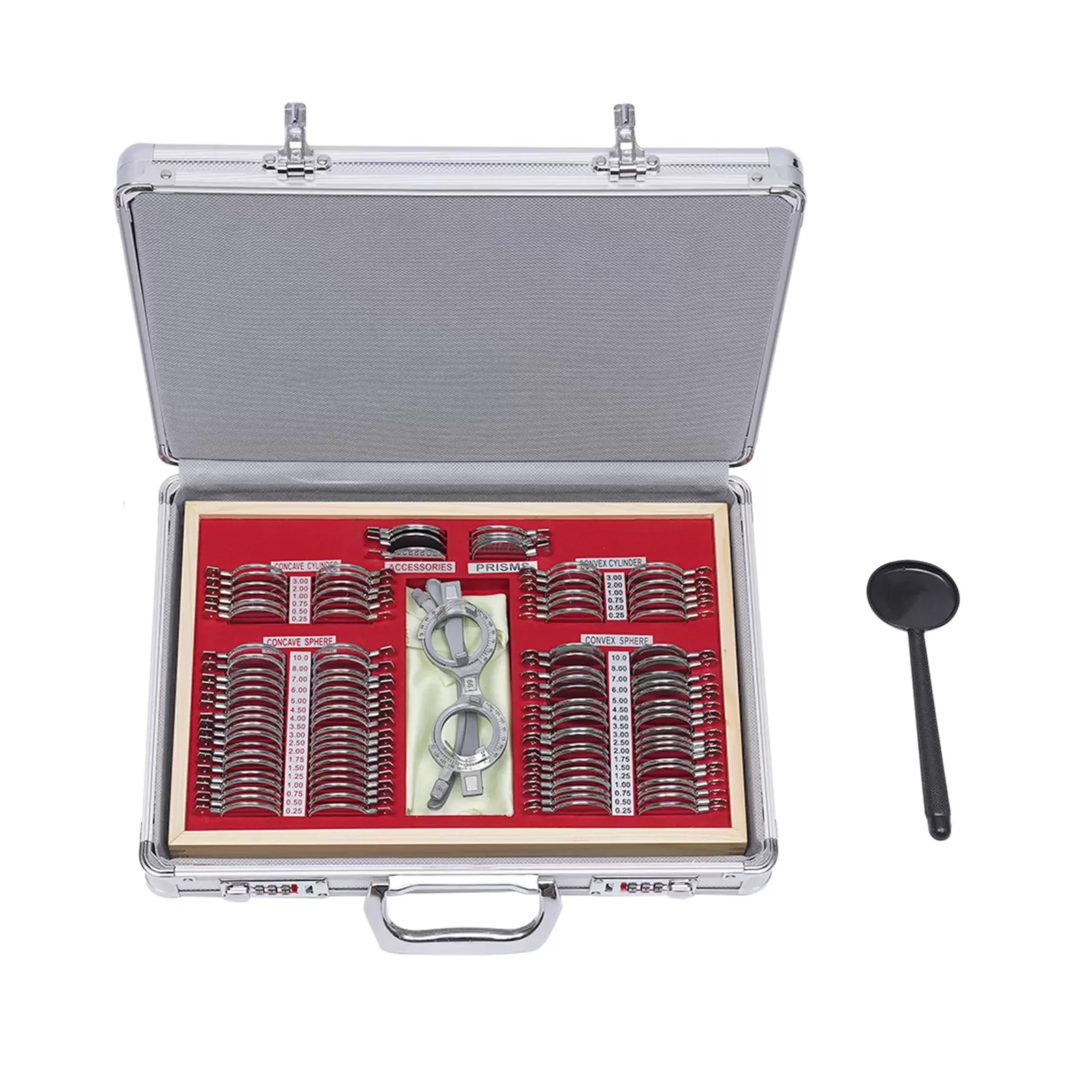 104-piece Professional Test Glass Box Glass Box Measuring Glasses Frame Cross Cylinder Useful For Optometrists Vision Testers 38x27x6cm
