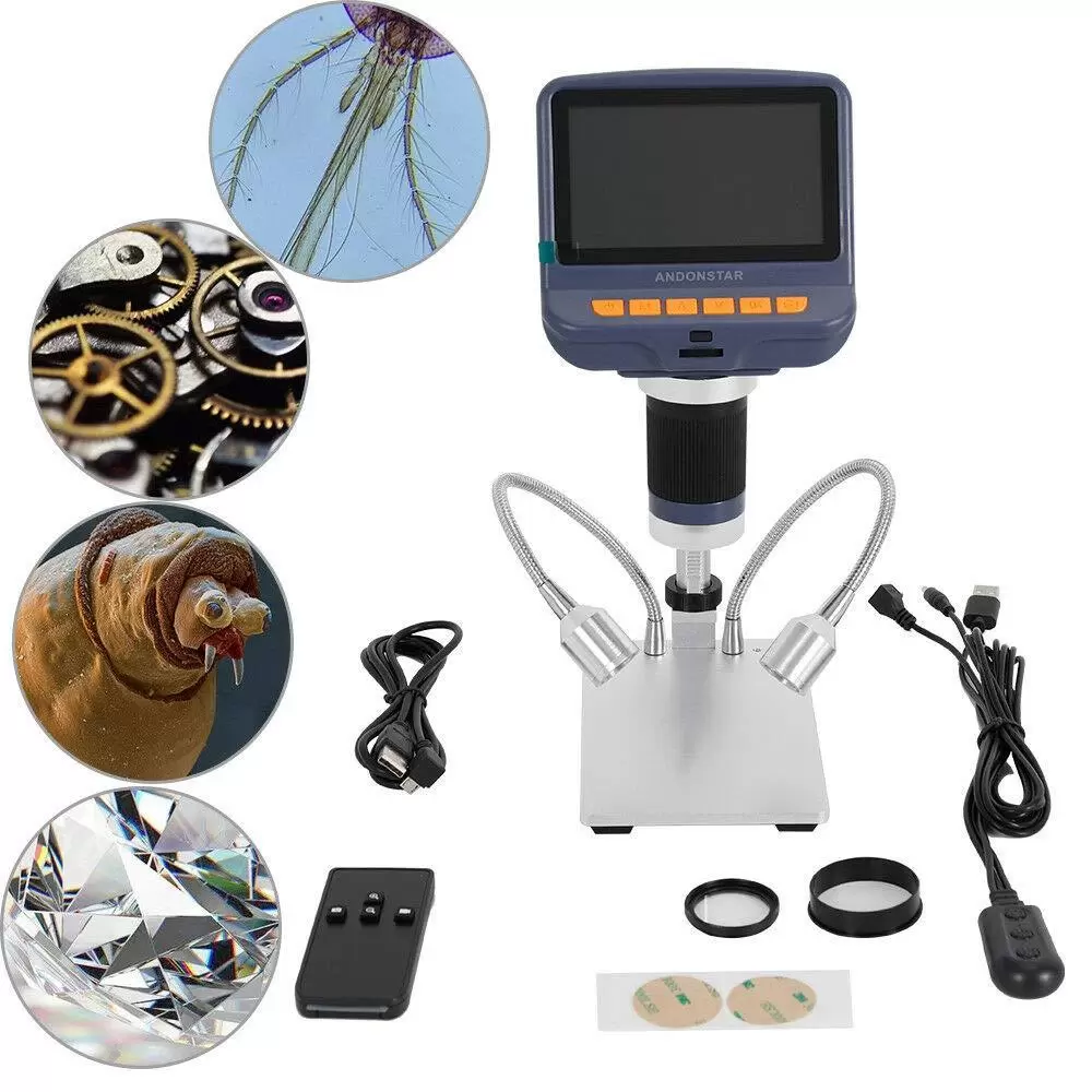 LCD Digital Microscope - AD106 HDMI - Digital Microscope with 8 Built-in LEDs + 2 LED Lights - USB 300