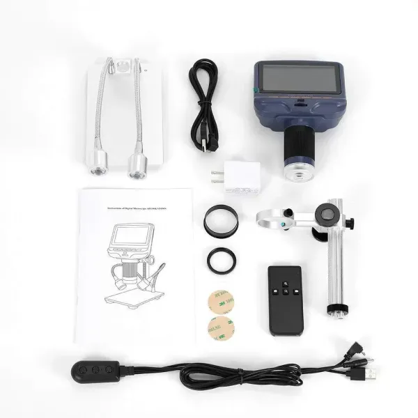 LCD Digital Microscope - AD106 HDMI - Digital Microscope with 8 Built-in LEDs + 2 LED Lights - USB 300