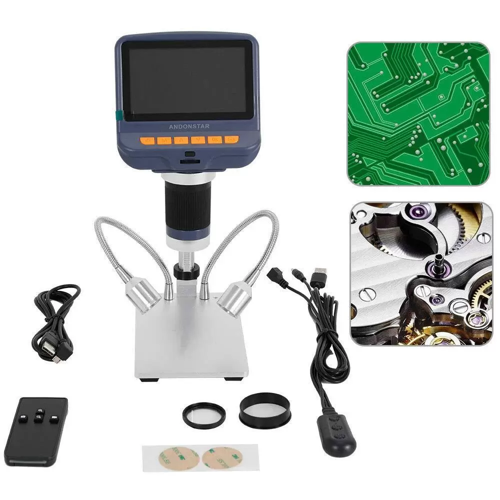 LCD Digital Microscope - AD106 HDMI - Digital Microscope with 8 Built-in LEDs + 2 LED Lights - USB 300 LCD Digital Microscope - AD106 HDMI - Digital Microscope with 8 Built-in LEDs + 2 LED Lights - USB 300