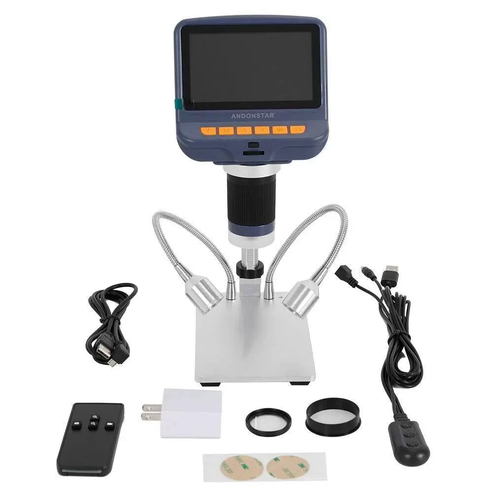 LCD Digital Microscope - AD106 HDMI - Digital Microscope with 8 Built-in LEDs + 2 LED Lights - USB 300 LCD Digital Microscope - AD106 HDMI - Digital Microscope with 8 Built-in LEDs + 2 LED Lights - USB 300