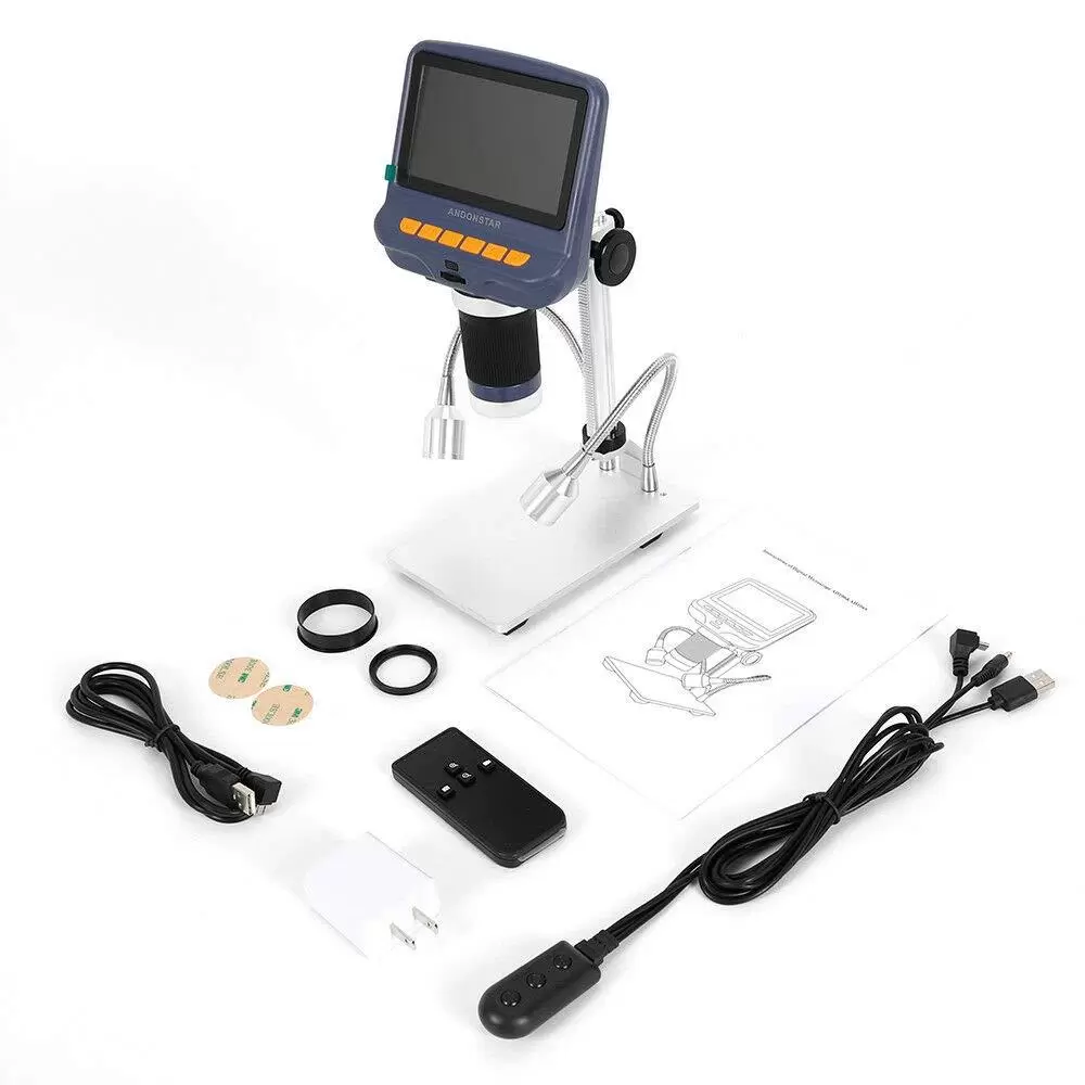 LCD Digital Microscope - AD106 HDMI - Digital Microscope with 8 Built-in LEDs + 2 LED Lights - USB 300 LCD Digital Microscope - AD106 HDMI - Digital Microscope with 8 Built-in LEDs + 2 LED Lights - USB 300