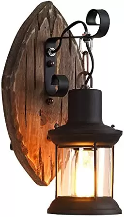 Retro Vintage Wall Light Light Industrial Lamp Outdoor Lamp Wooden Wall Sconce Lamp 220V E27 (Without Bulb)