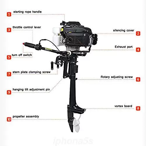 CNCEST 52CC 4-Stroke 4 HP Outboard Engine Outboard Boat Engine Petrol Engine Four Flush-4 HP Outboard Engine