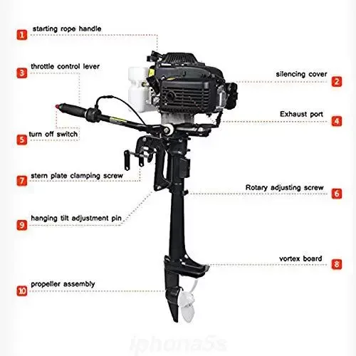 CNCEST 52CC 4-Stroke 4 HP Outboard Engine Outboard Boat Engine Petrol Engine Four Flush-4 HP Outboard Engine