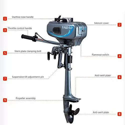 2.5 kW Outboard Engine Tiller Shaft Sailboat Engine Water Cooling System 2 Stroke 3.5 HP Outboard Motor Inflatable Fishing Boat Engine Water Cooling CDI