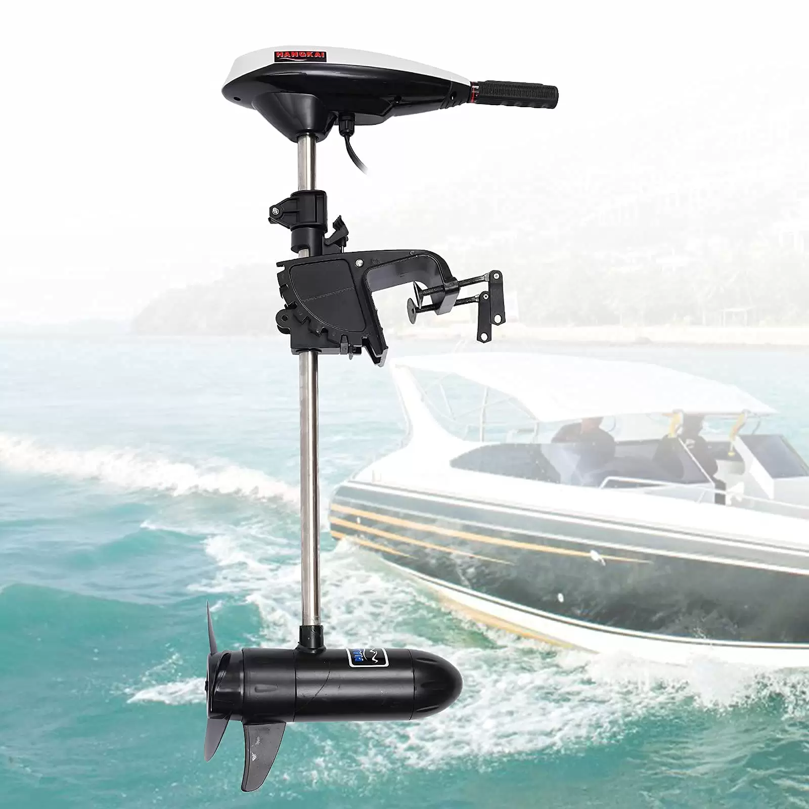 Hangkai 12V 480W 45LBS Outboard Motor Electric Motor Brush Motor Boat Motor With A Pure Copper Motor Wear-resistant Non-deformable