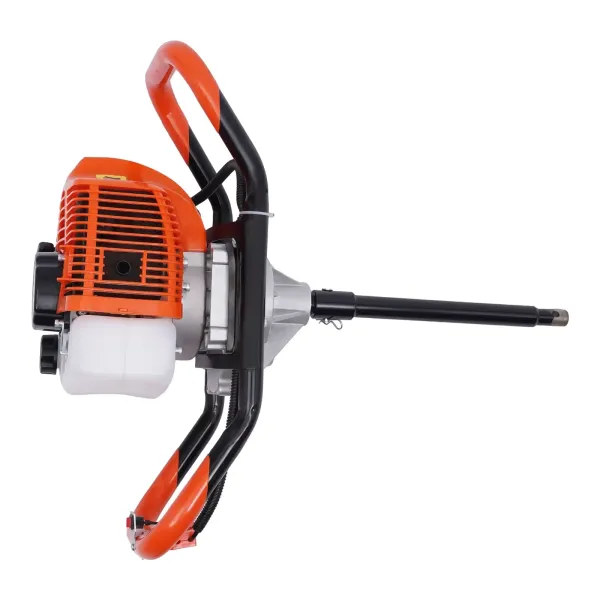 52cc Gasoline Earth Auger Gas Powered Post Hole Digger with 3 Fence Drill Bits with Extension Pole with Cord Starter and Straight-through Gearbox