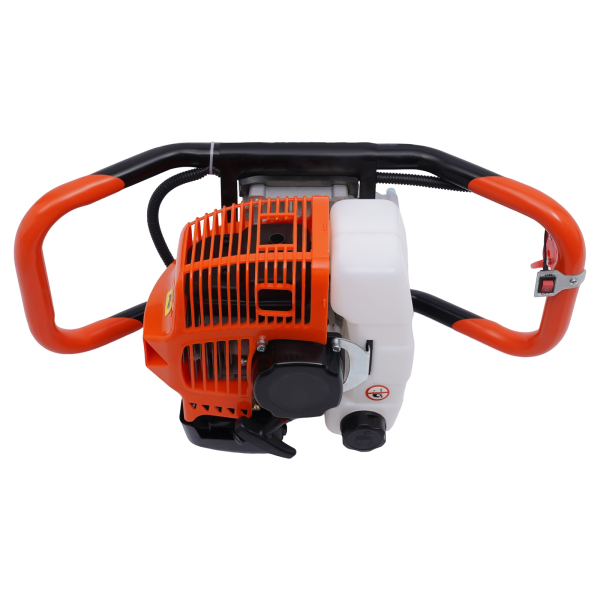 52cc Gasoline Earth Auger Gas Powered Post Hole Digger with 3 Fence Drill Bits with Extension Pole with Cord Starter and Straight-through Gearbox