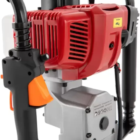 Standing Pile Driver Post Driver 2 Stroke Gasoline Engine 52cc 1900W Portable Gasoline Auger Petrol Stake 55-70mm Sleeve Anti-slip Handle 3 Post Driving-head