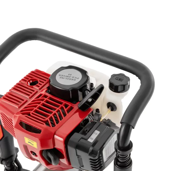 Standing Pile Driver Post Driver 2 Stroke Gasoline Engine 52cc 1900W Portable Gasoline Auger Petrol Stake 55-70mm Sleeve Anti-slip Handle 3 Post Driving-head