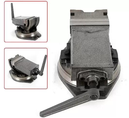 5" Tilting Drill Vise with Rotating Base (125mm Jaw Width, 95mm Jaw Opening, 0° - 90° Tilting, 360° Rotating)