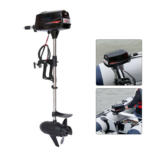 10 HP 60V Electric Outboard Motor Boat Motor Brushless Fishing Boat Motor Adjustable Clamp Fixed Ring Reinforced Propeller Anti-Swirl Plate High Efficiency Low Noise