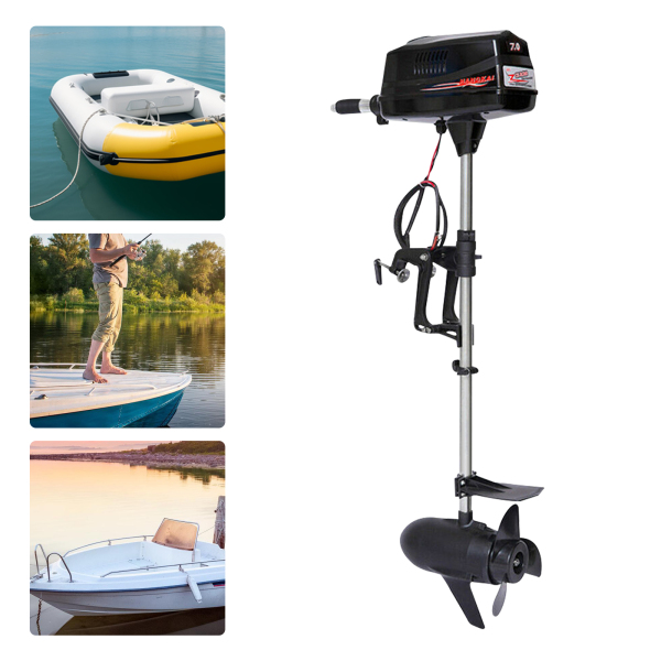 CNCEST 7HP 48V Electric Outboard Motor Brushless Motor with Ergonomic Handle Three-blade Propeller Heat Dissipation Holes for Fishing Boat Small Ships