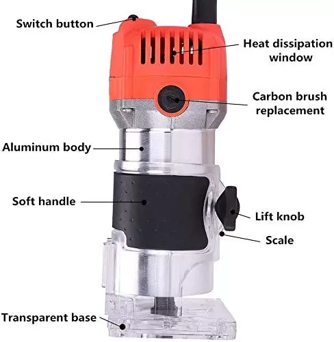 220 V 30,000 rpm electric router, wood laminator, aluminum multi-function router with transparent guide for woodworking 220 V 30,000 rpm electric router, wood laminator, aluminum multi-function router with transparent guide for woodworking