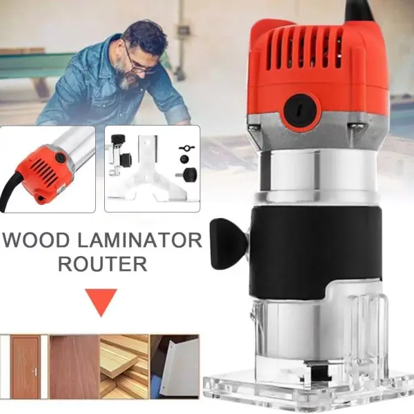 220 V 30,000 rpm electric router, wood laminator, aluminum multi-function router with transparent guide for woodworking