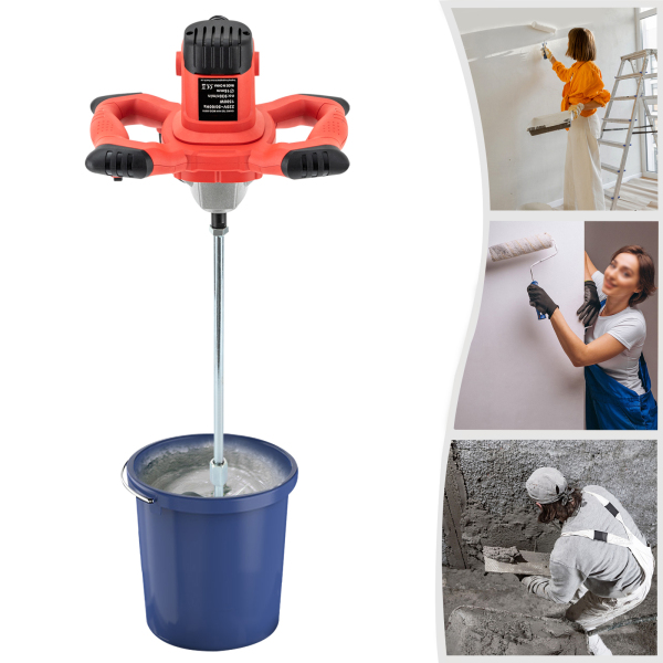Manual Electric Cement Mixer 1500W 6 Speed Cement Mixer Electric Mortar Mixer High Speed Excellent Heat Dissipation Ability 1500W 220V