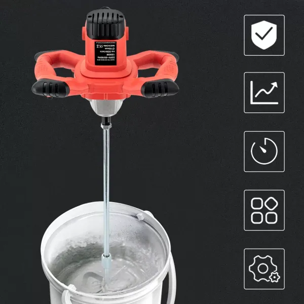 Manual Electric Cement Mixer 1500W 6 Speed Cement Mixer Electric Mortar Mixer High Speed Excellent Heat Dissipation Ability 1500W 220V