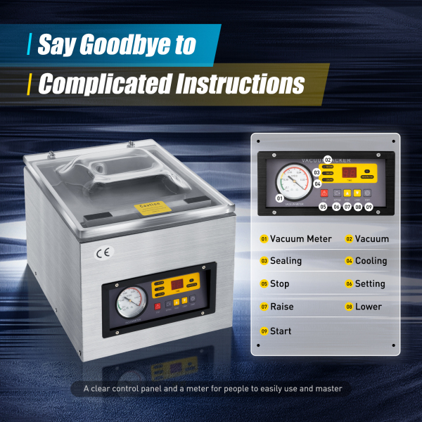 2CFM Stainless Steel Bell Vacuum Machine - 120W Vacuum Packaging Machine
