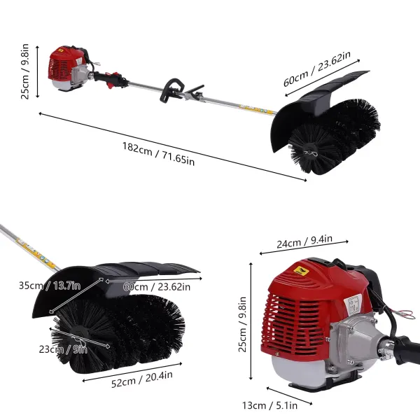 1.7 kW / 2.3 HP 52CC Petrol Sweeper Motor Broom Sweeper Motor Broom Snow Blower Handheld Power Broom with A Powerful Fuel Engine  for Grooming Lawns