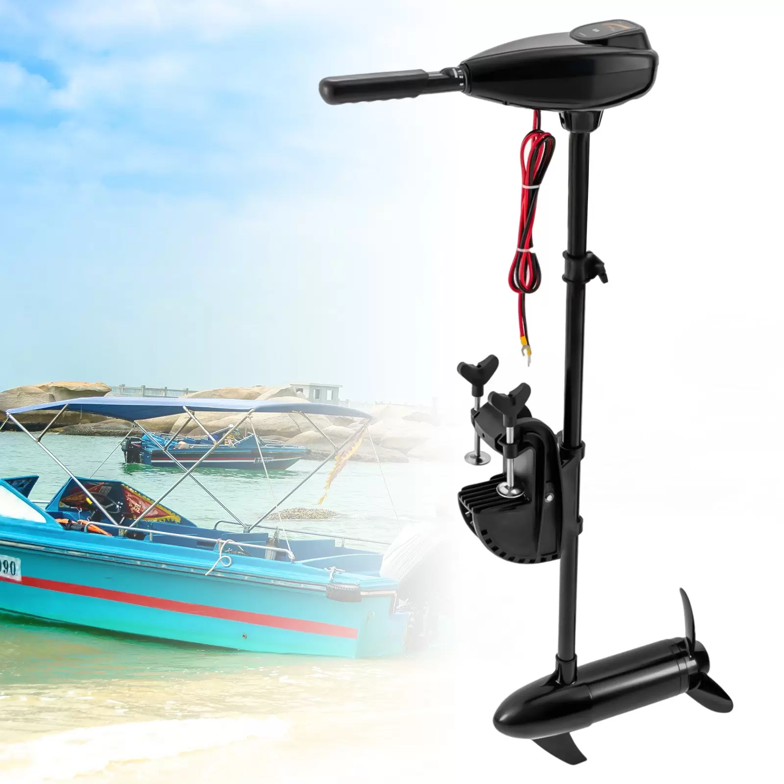 24V 85LBS Electric Outboard Motor Boat Engine Electric Brush Trolling Outboard Motor 24V Inflatable/Fishing Boat Engine 85 LBS