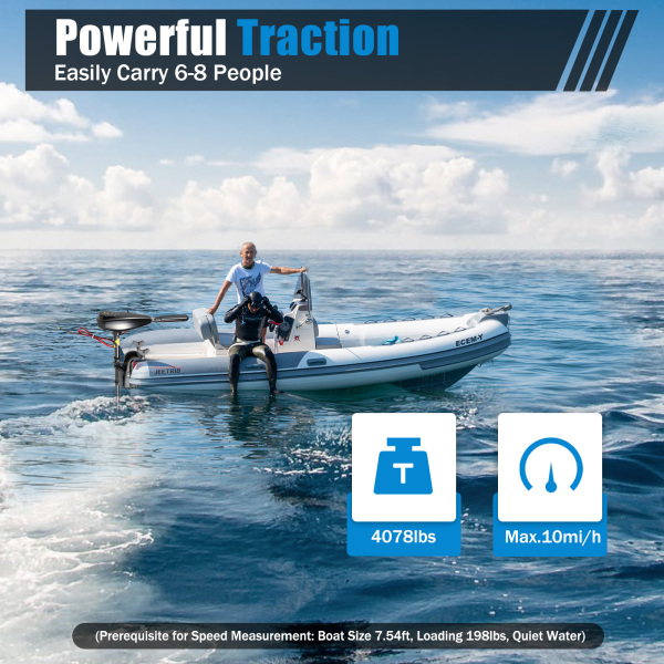 High Performance Boat Motor Electric Trolling Outboard Motor For Inflatable Fishing Boat 12V-80LBS Electric Outboard Motor 1.2 HP Non-slip Handle Corrosion Resistant