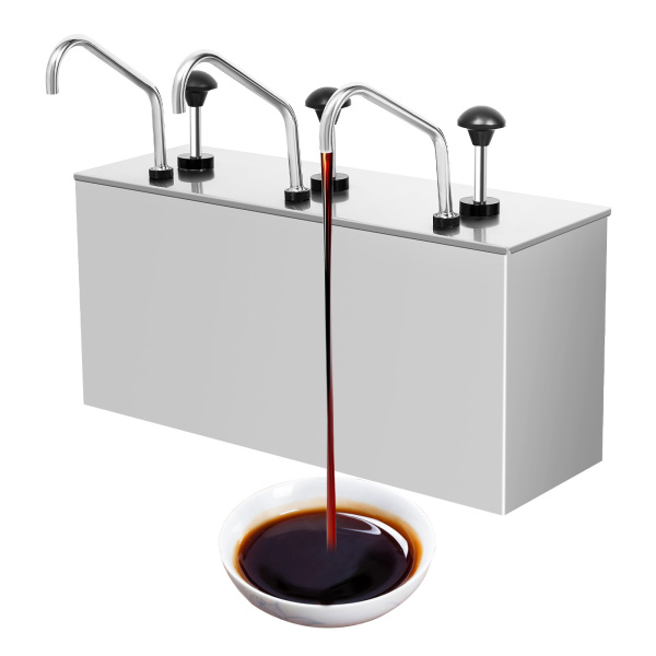 3 Pieces of Sauce Dispenser 4L Stainless Steel for Soy Sauce Vinegar Ketchup Sauce Dispenser Pump Stands 50*19*25cm Silver