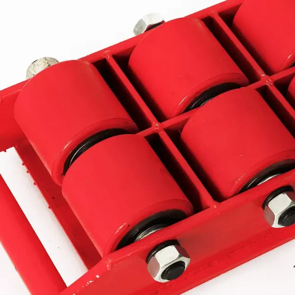 8T Transport Chassis Armored Casters For Heavy Loads Machinery Mover with High-quality PU Wheels Red Color  for Storage Distribution and Transportation