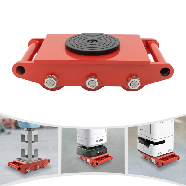 8T Transport Chassis Armored Casters For Heavy Loads Machinery Mover with High-quality PU Wheels Red Color  for Storage Distribution and Transportation