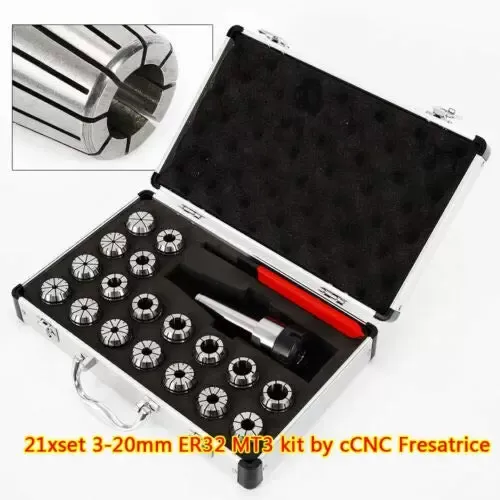 21 sets of ER32 MT3 Shank Collet Chuck 3-20mm chuck and storage box MT3 ER32 precision collet set for C milling machines
