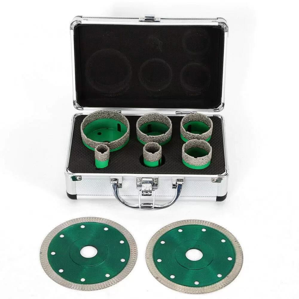 6pcs Diamond Drill Diamond Drill Bits Set  Tile Drill Fine Stoneware Kit Hole Saws 2 Circular Saws Saw Drill Bit Tool 20-68mm Set for All Common Angle Grinders