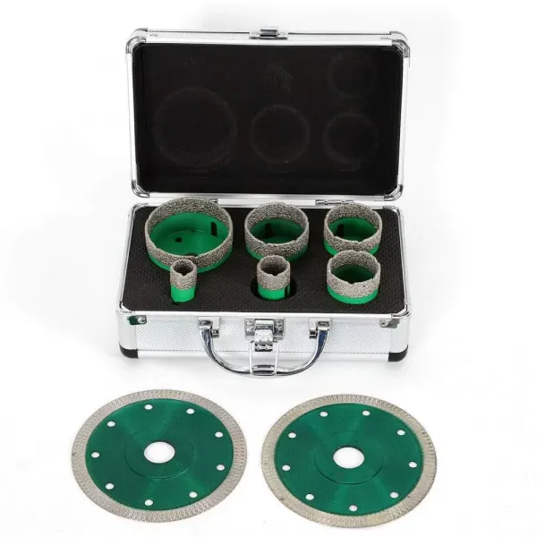 6pcs Diamond Drill Diamond Drill Bits Set  Tile Drill Fine Stoneware Kit Hole Saws 2 Circular Saws Saw Drill Bit Tool 20-68mm Set for All Common Angle Grinders