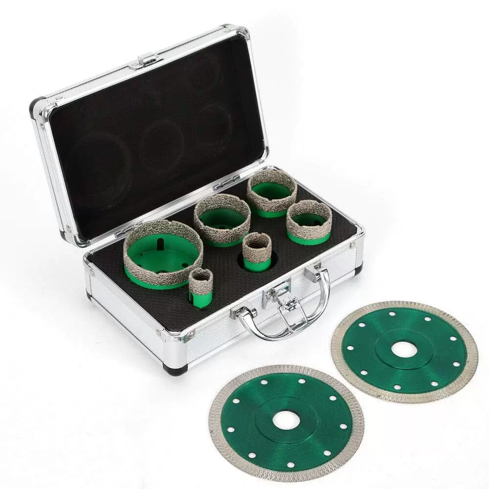 6pcs Diamond Drill Diamond Drill Bits Set  Tile Drill Fine Stoneware Kit Hole Saws 2 Circular Saws Saw Drill Bit Tool 20-68mm Set for All Common Angle Grinders