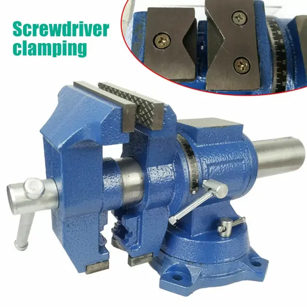 Cast Iron 5 Inch Multi-Function Bench Heavy Industrial Vice Table Vice Screw Rods Rotatable 360° Swivel Workbench for Surface Grinder Milling Machine